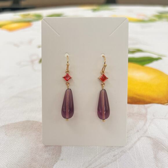 Unique Amethyst Carnelian Crystal Glass Witchy Mystical Casual Fun Earrings - Picture 1 of 7